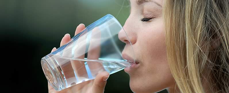 Lady drinkging water